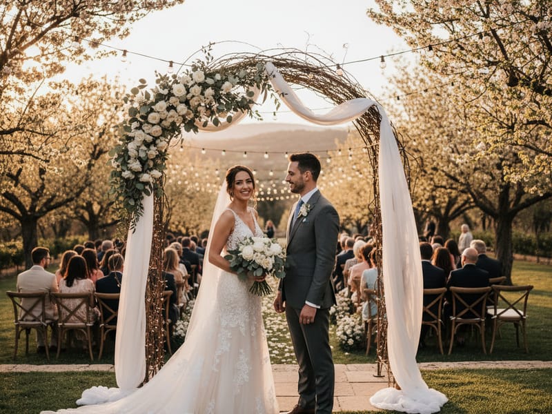 Wedding ceremony with couple celebrating their custom wedding song