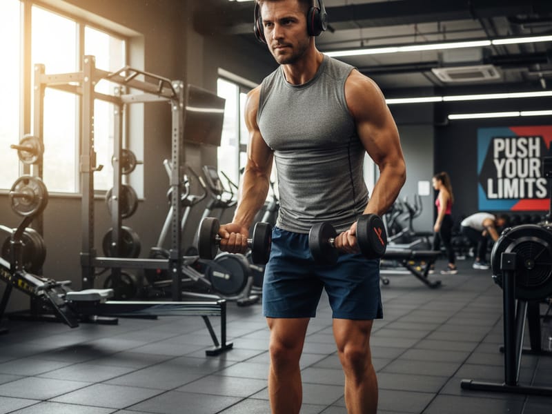 Motivational workout scene with person exercising to inspirational custom music